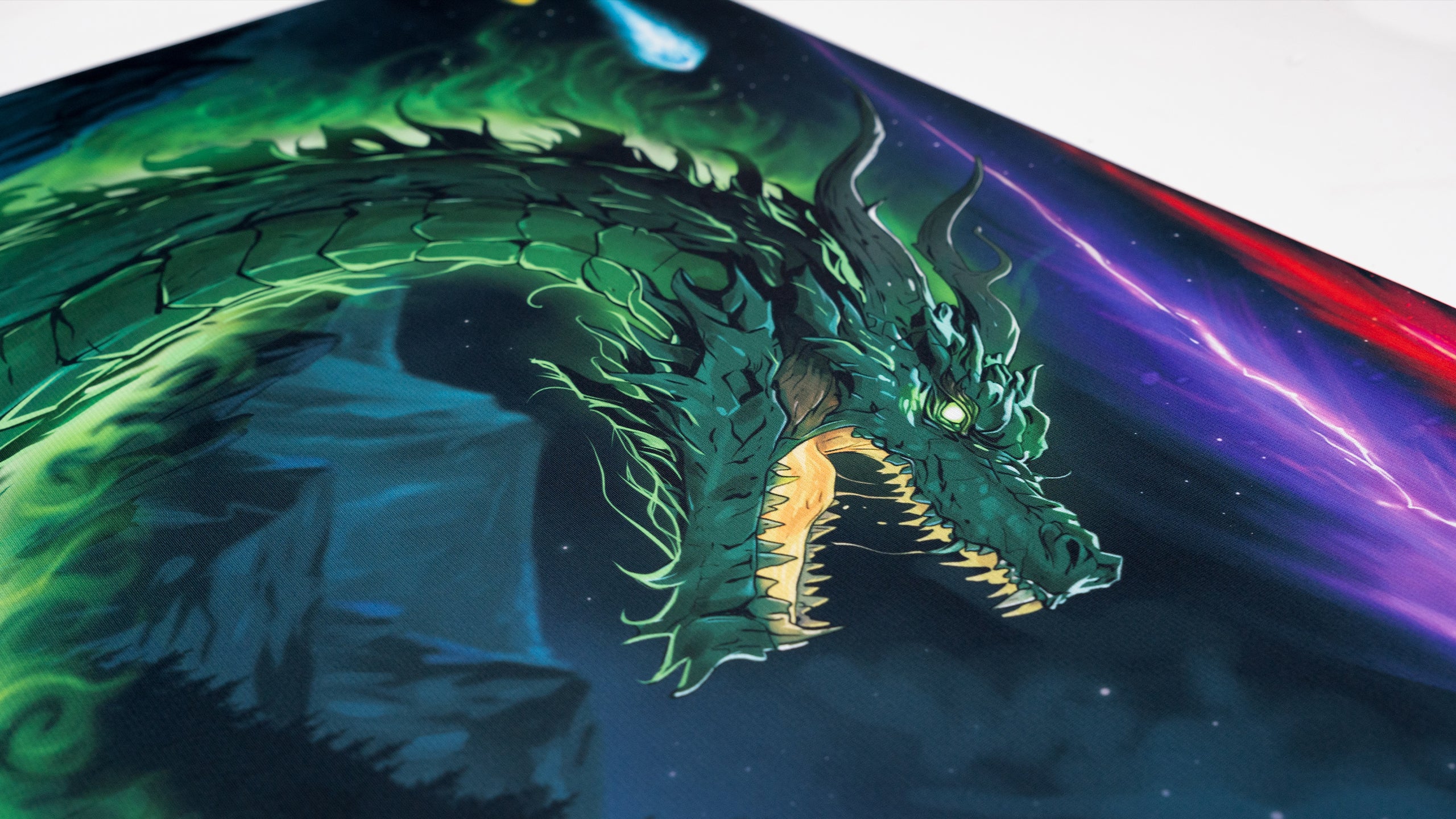 TENTA-X JadeFire Shinkiro - tournament-grade fastest gaming mousepad 
with epic aurora dragon design, vivid RGB colors, edgeless rounded 
corners, and ultra-smooth precision tracking surface for esports